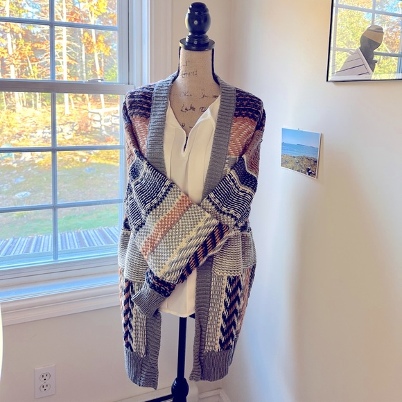 Multi Patterned Sweater Cardigan - Picture 9 of 9